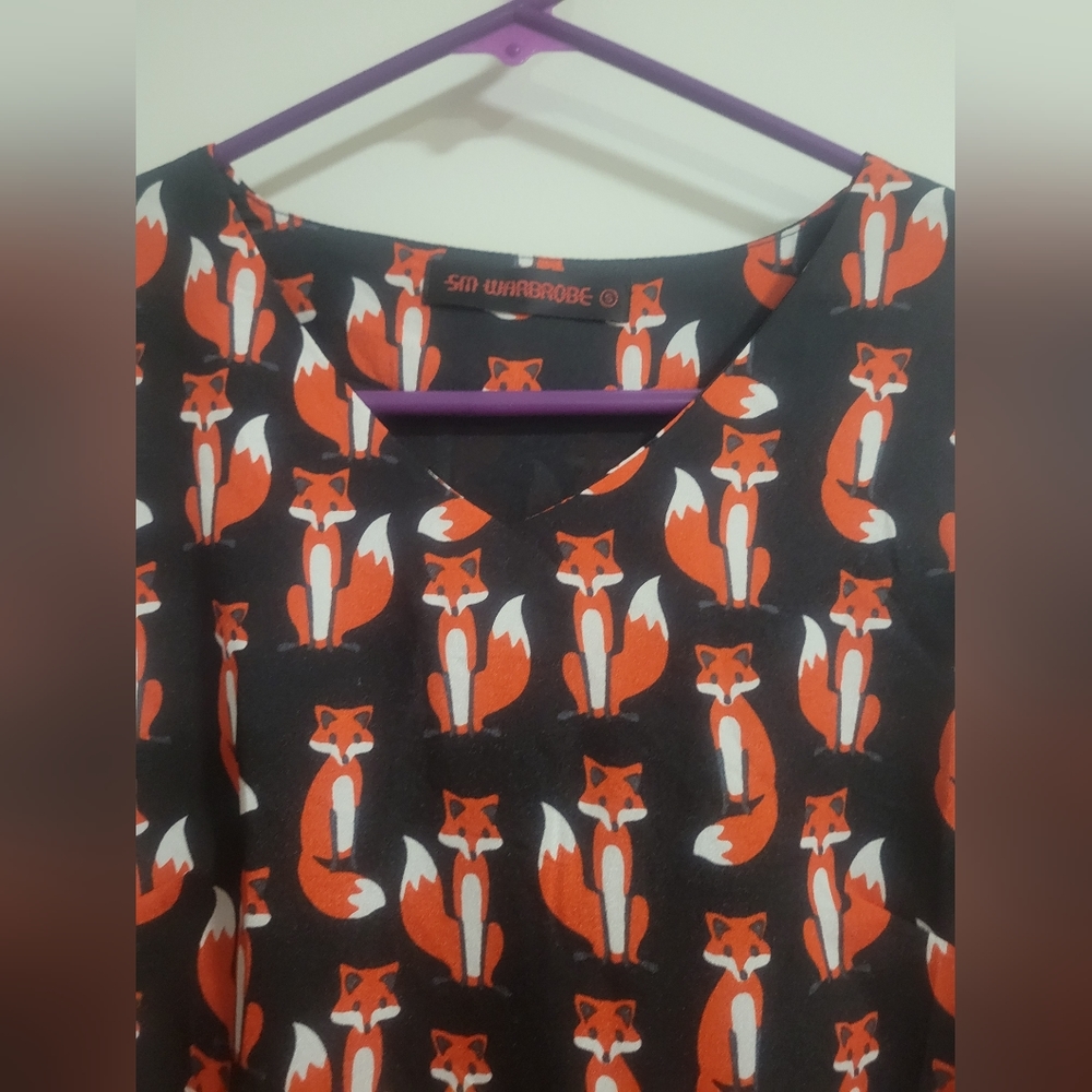 Fit And Flare Fox Patterned Dress - image 3